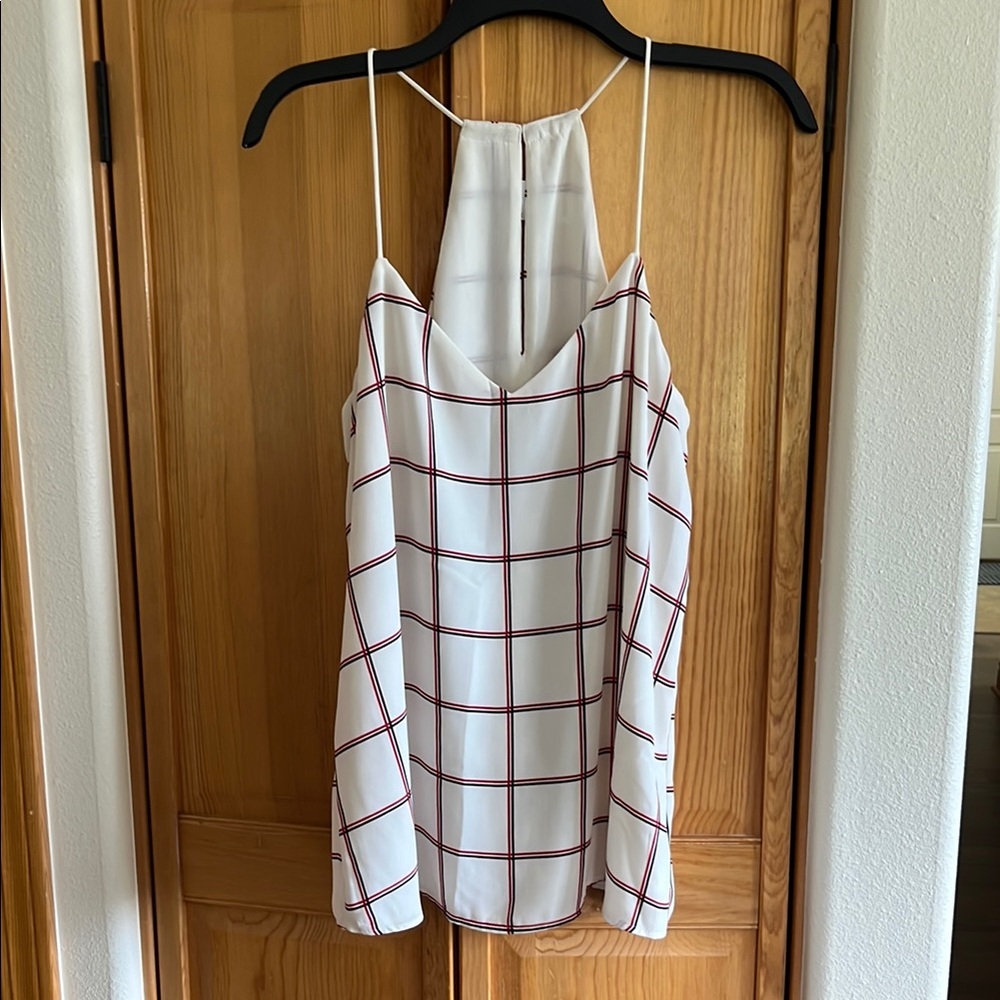 Express White and Red Grid Camisole
